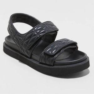 A New Day Black Quilted Footbed Sandals - Size 10